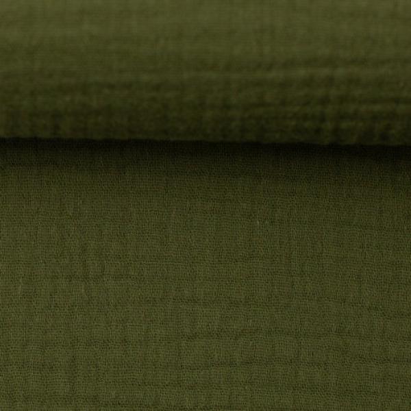 Musselin - Double Gauze -  Jenke Uni Khaki by Swafing
